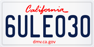 CA license plate 6ULE030
