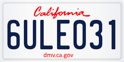 CA license plate 6ULE031