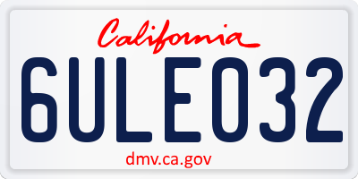 CA license plate 6ULE032