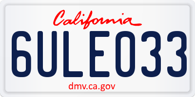 CA license plate 6ULE033