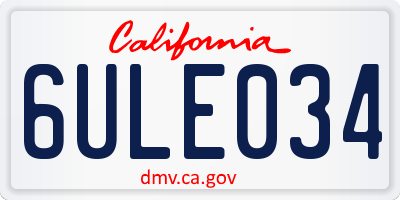 CA license plate 6ULE034