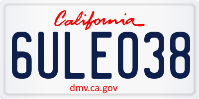 CA license plate 6ULE038