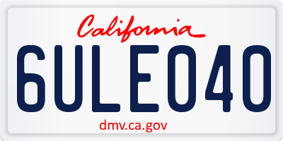 CA license plate 6ULE040