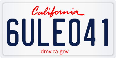 CA license plate 6ULE041