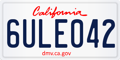 CA license plate 6ULE042
