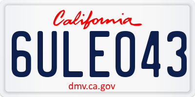 CA license plate 6ULE043