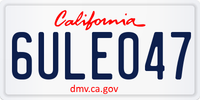 CA license plate 6ULE047