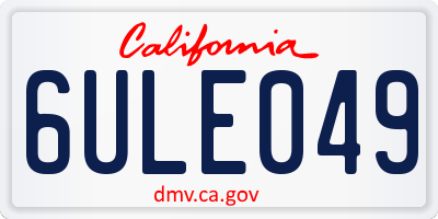 CA license plate 6ULE049