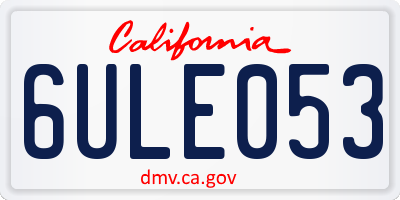 CA license plate 6ULE053