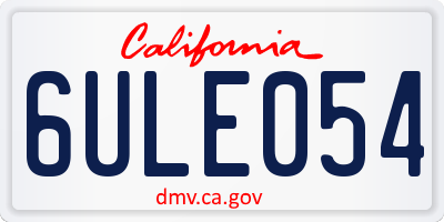 CA license plate 6ULE054