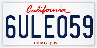 CA license plate 6ULE059