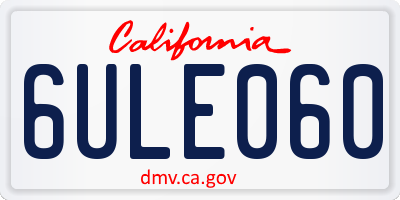 CA license plate 6ULE060