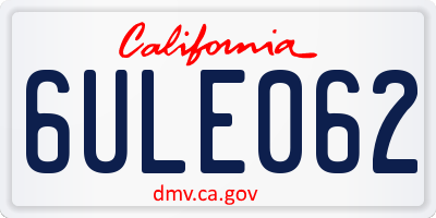 CA license plate 6ULE062