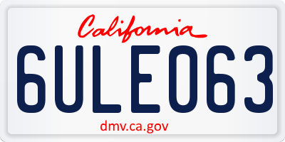 CA license plate 6ULE063