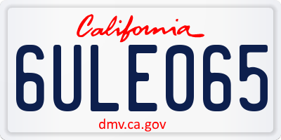 CA license plate 6ULE065