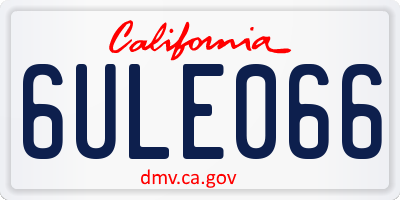 CA license plate 6ULE066