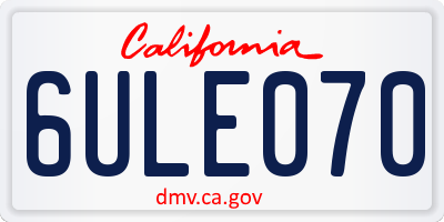 CA license plate 6ULE070