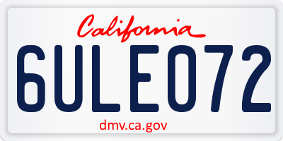 CA license plate 6ULE072