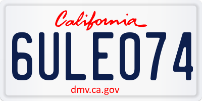 CA license plate 6ULE074