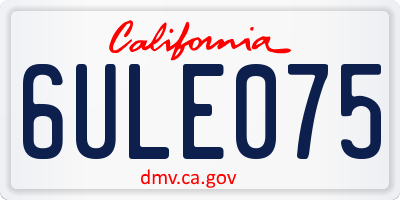 CA license plate 6ULE075