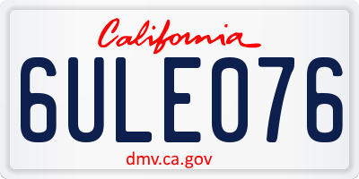 CA license plate 6ULE076