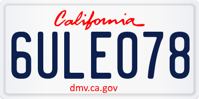 CA license plate 6ULE078