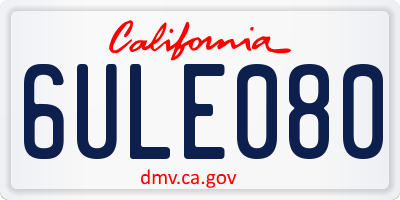 CA license plate 6ULE080