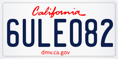 CA license plate 6ULE082