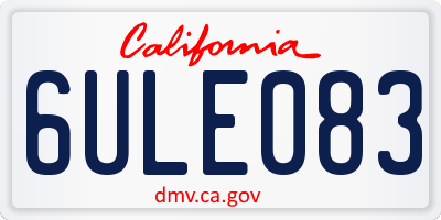 CA license plate 6ULE083