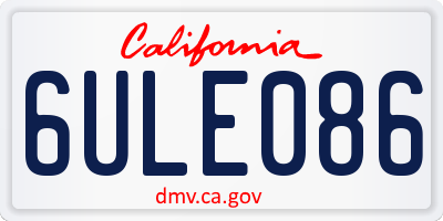 CA license plate 6ULE086
