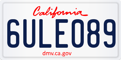 CA license plate 6ULE089