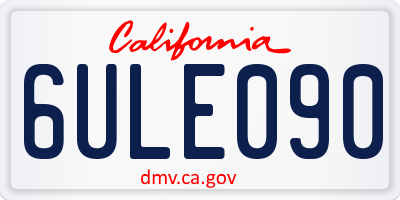CA license plate 6ULE090