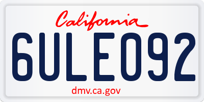 CA license plate 6ULE092
