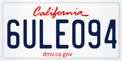 CA license plate 6ULE094