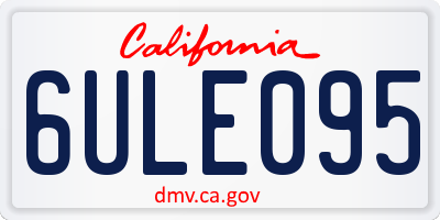 CA license plate 6ULE095