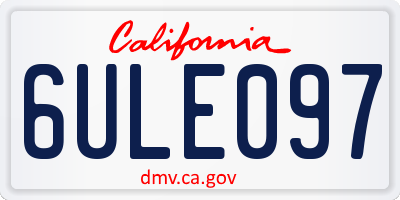 CA license plate 6ULE097