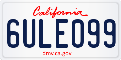 CA license plate 6ULE099