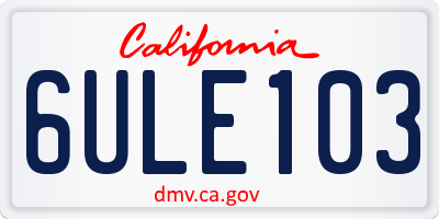 CA license plate 6ULE103