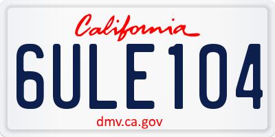 CA license plate 6ULE104