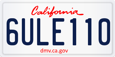 CA license plate 6ULE110