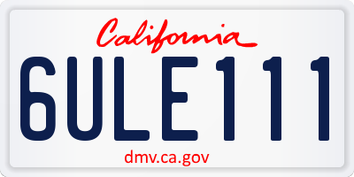 CA license plate 6ULE111