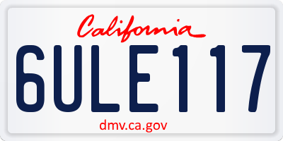CA license plate 6ULE117