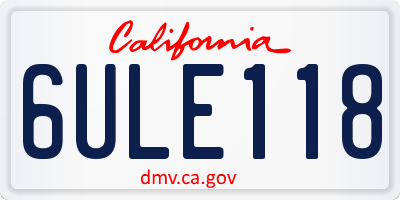 CA license plate 6ULE118