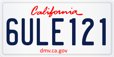 CA license plate 6ULE121