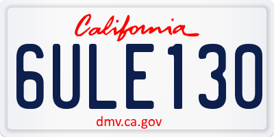 CA license plate 6ULE130