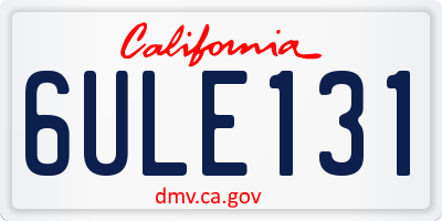 CA license plate 6ULE131