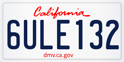 CA license plate 6ULE132
