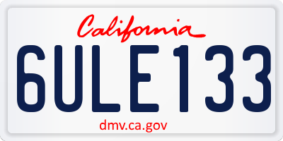 CA license plate 6ULE133