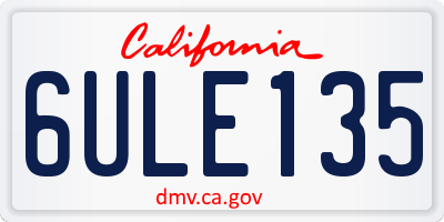 CA license plate 6ULE135