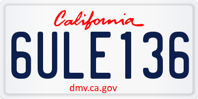 CA license plate 6ULE136